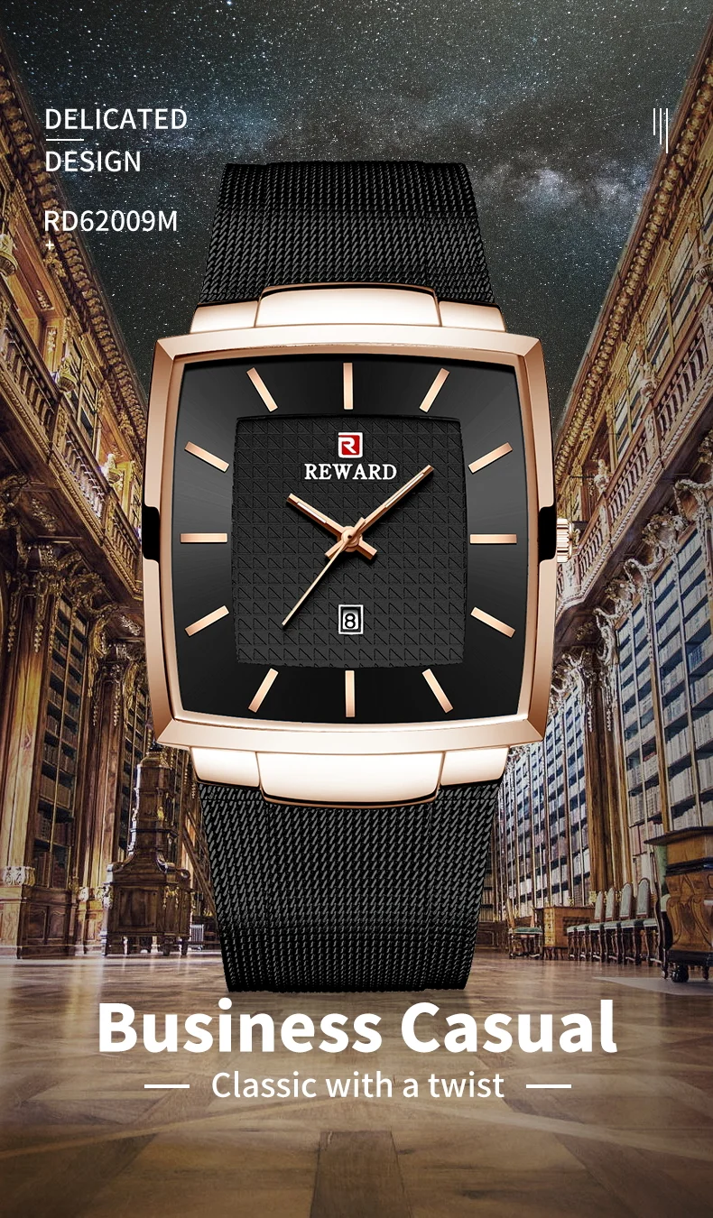 Reward RD62009M Luxury Business Men's Ultra-thin Casual Calendar Quartz Watches