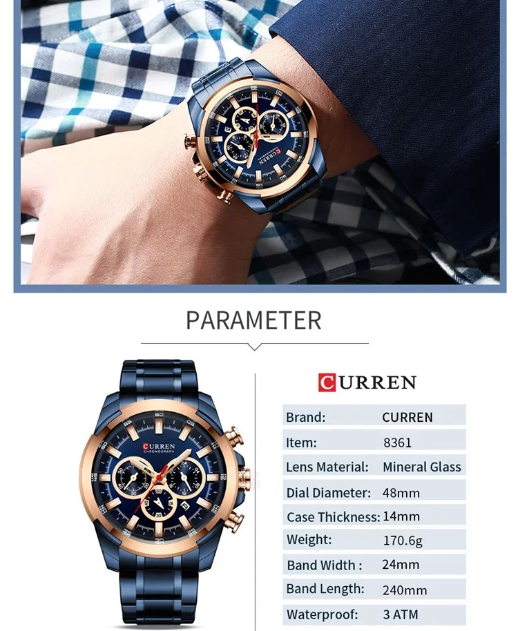 Curren 8361 Luxury Men Analog Luminous Hands Wristwatch Wholesale