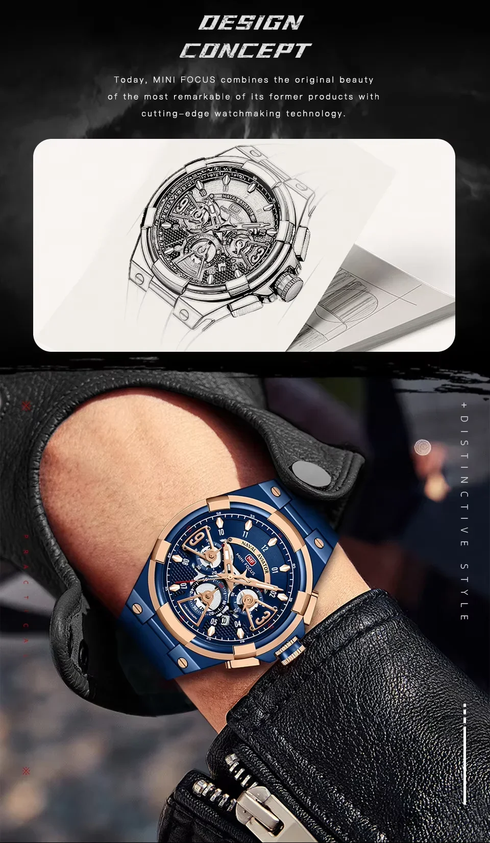 Model wearing the Mini Focus MF0402G watch