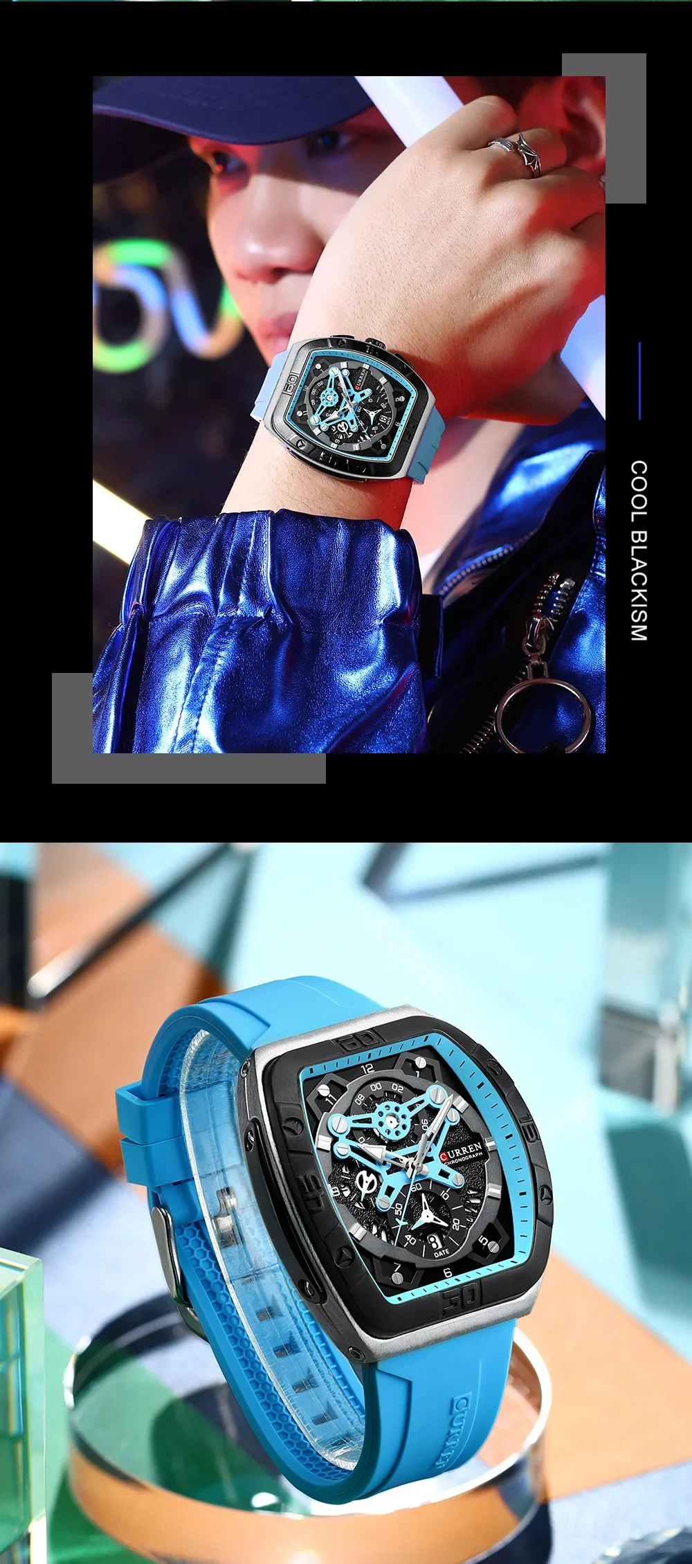 CURREN 8443 Wholesale Men's Chronograph Silicone Watch 3ATM In Stock