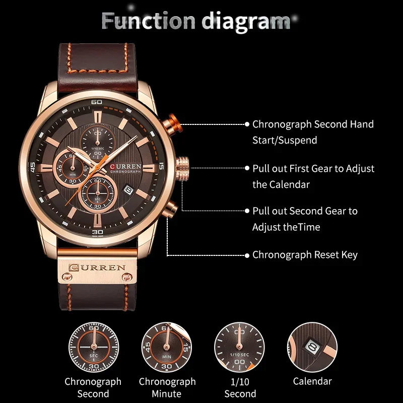 Close-up of the Curren 8291 watch face