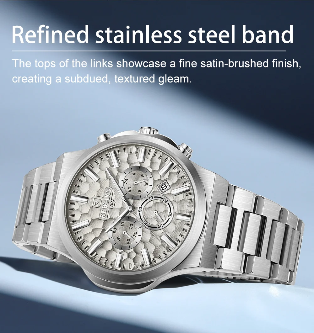 REWARD Men's Honeycomb Chronograph Stainless Steel Watch RD813050M