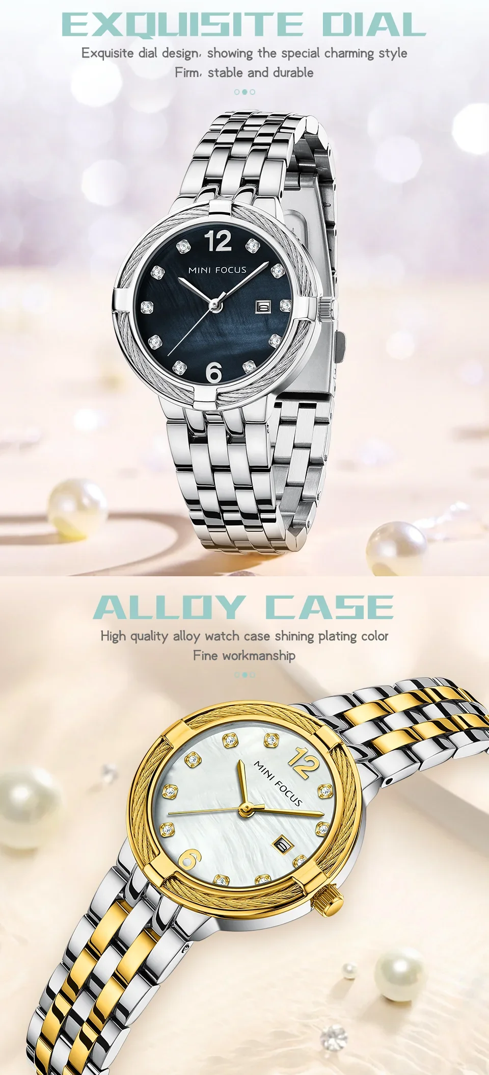 MINI FOCUS MF0626L Women's Mother of Pearl Quartz Watch with Date