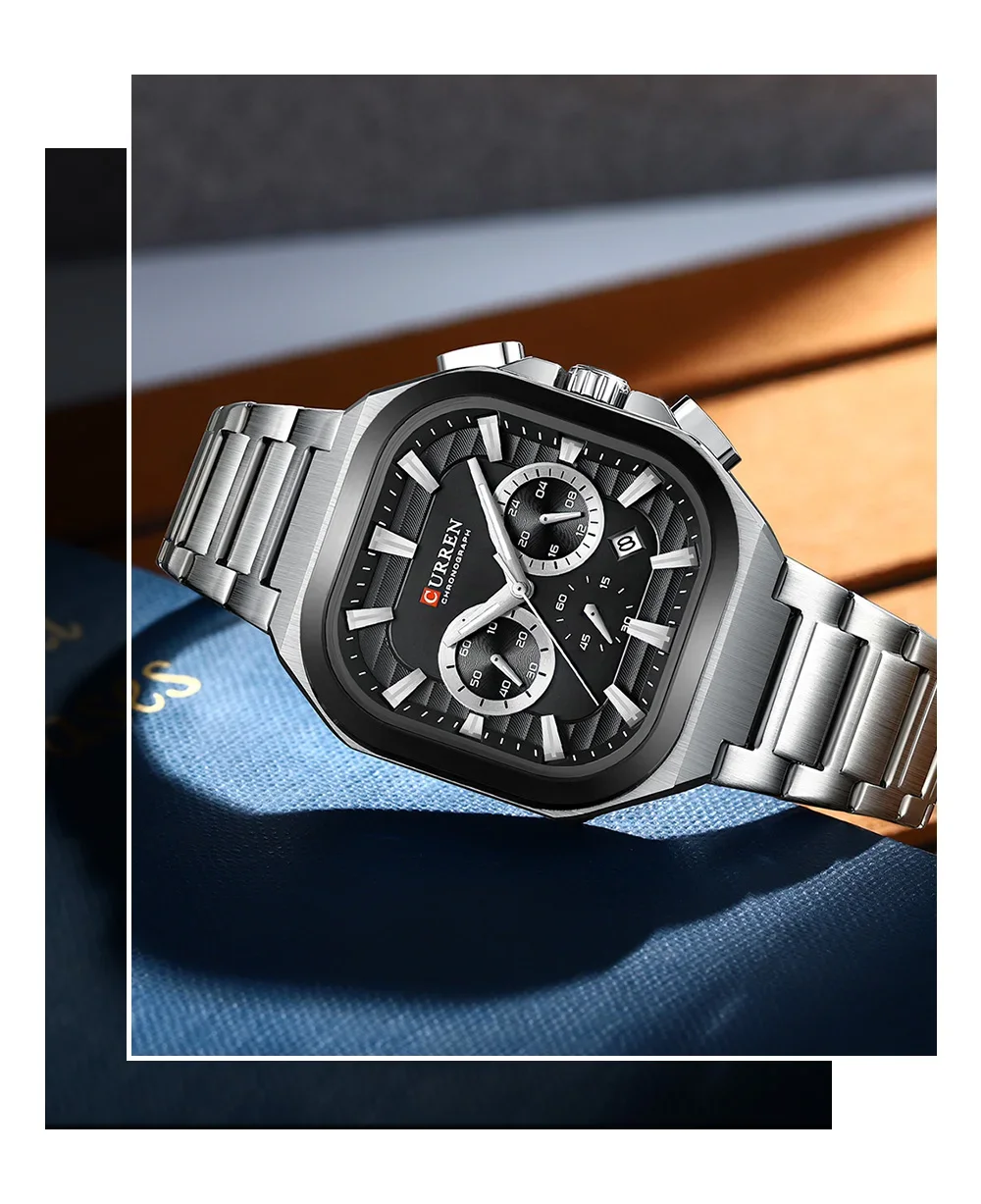 CURREN 8496 Mens Chronograph Quartz Watch Date & 24H Waterproof