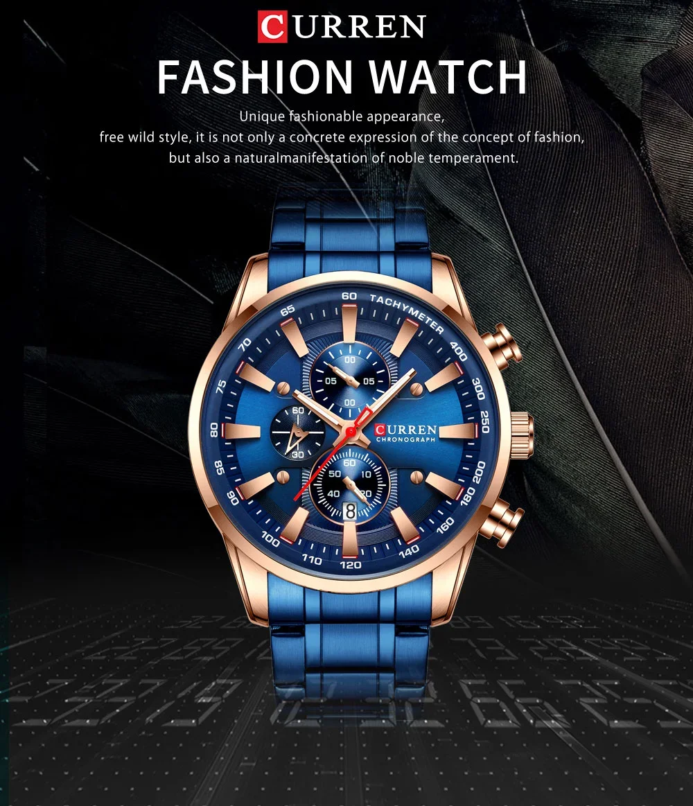 Curren 8351 Fashion Casual Men Quartz Chronograph Luxury Watches