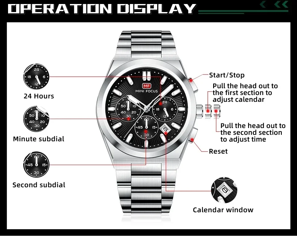 Wholesale MINI FOCUS MF0614G Men's Stainless Steel Business Watch
