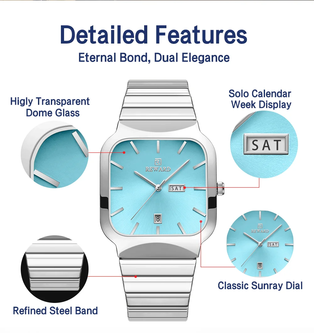 REWARD RD611264M Calendar Fashion Stainless Steel Strap Watches
