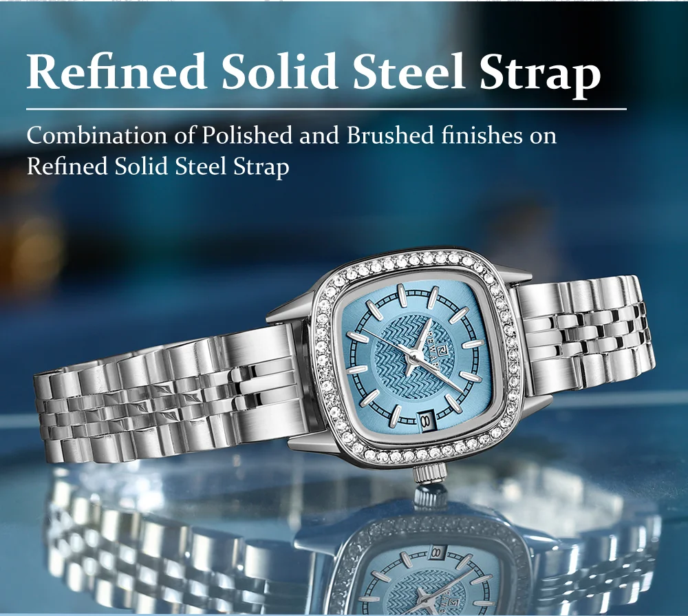 Reward RD212061L Waterproof Square Diamond Lady Bracelet Luxury Dress Watch