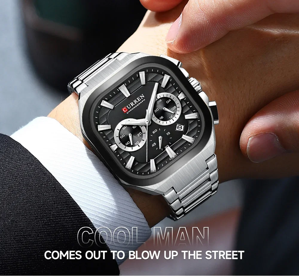 CURREN 8496 Mens Chronograph Quartz Watch Date & 24H Waterproof