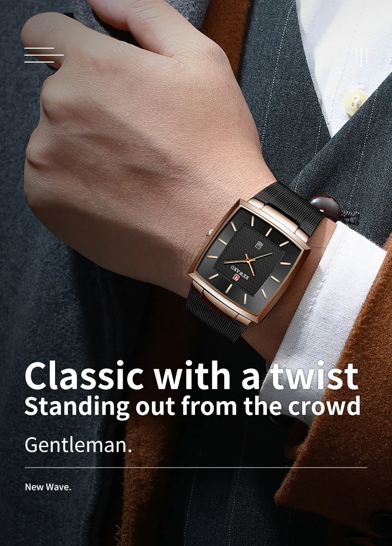 Reward RD62009M Luxury Business Men's Ultra-thin Casual Calendar Quartz Watches