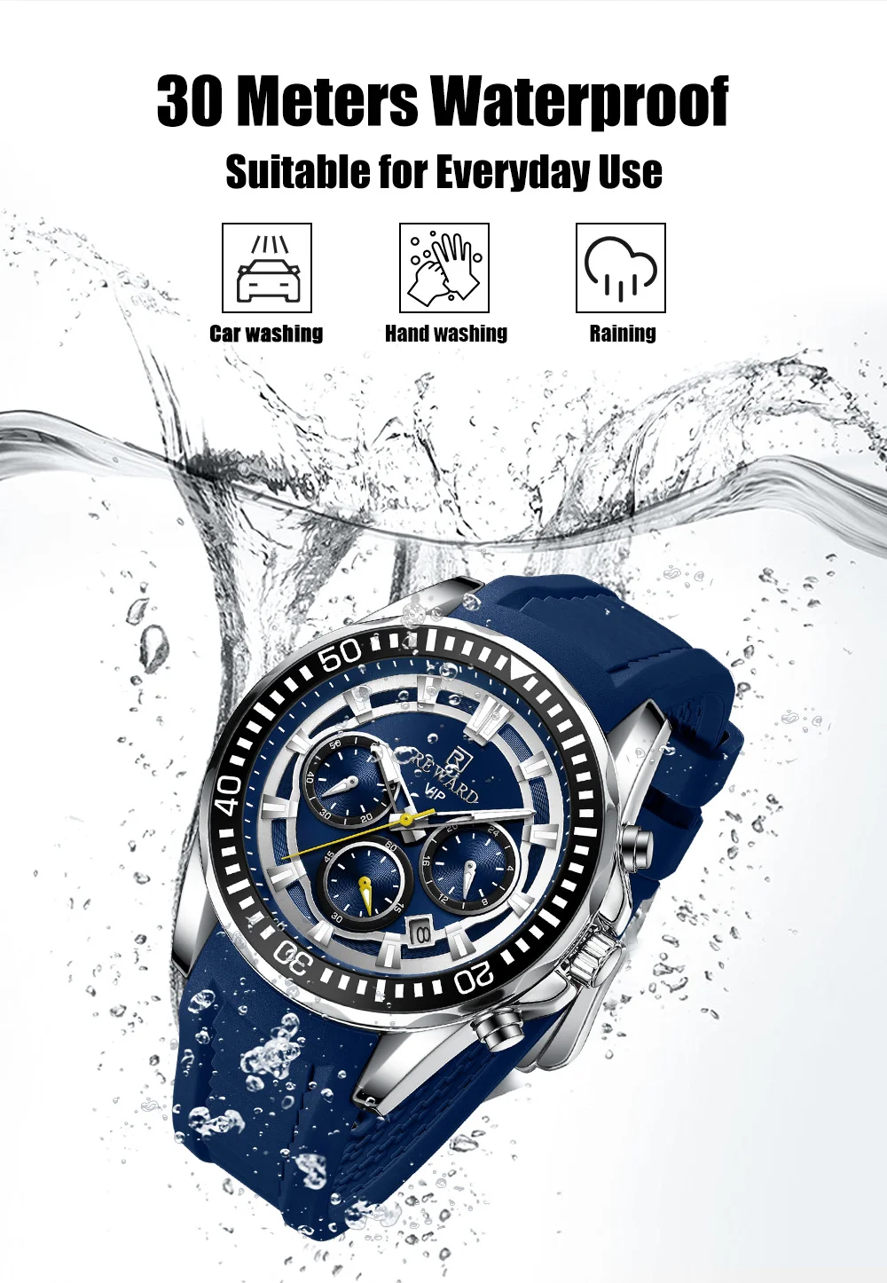 REWARD VIP Supplier Online sales 3-Subdial Men's RD832258M Watch