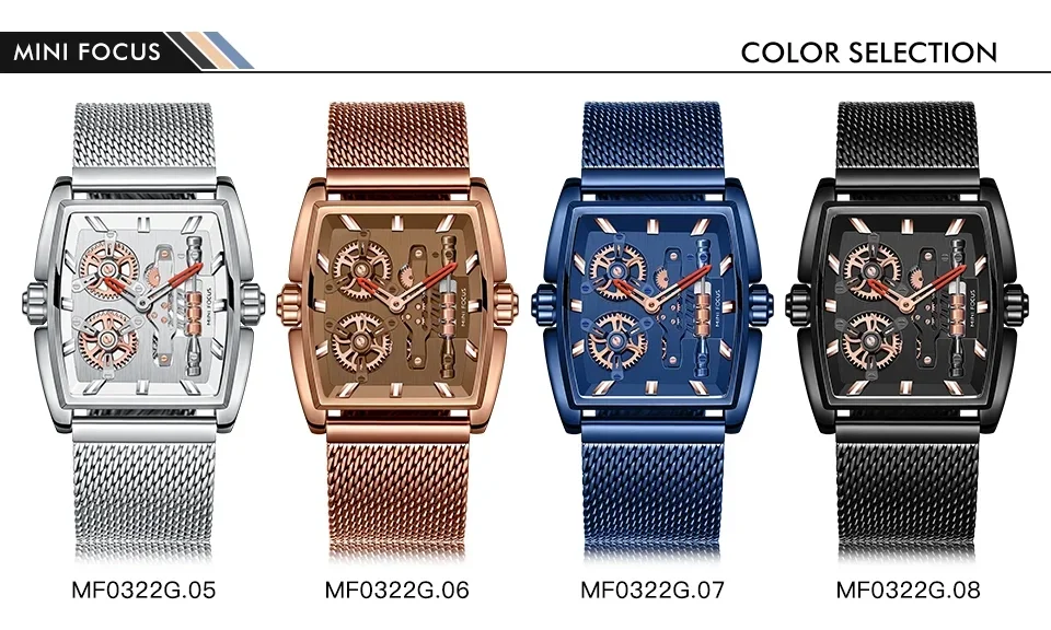 Mini Focus MF0322G wholesale steampunk quartz men's watch front view