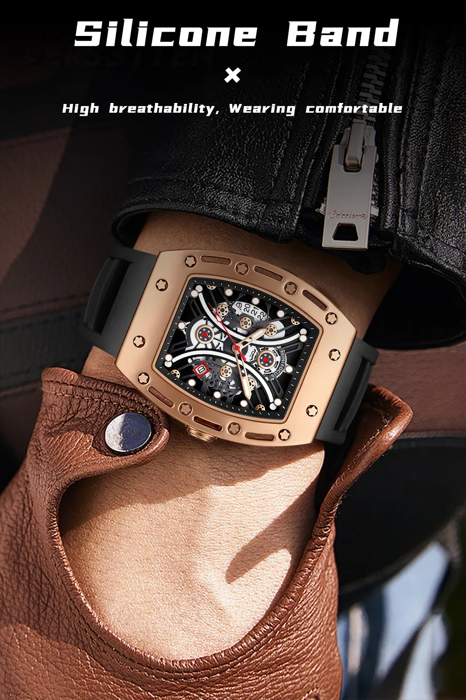 Wholesale MINI FOCUS MF0420G Men's Tonneau Quartz Watch – Curved Crystal Skeleton Dial Sport Watch Supplier