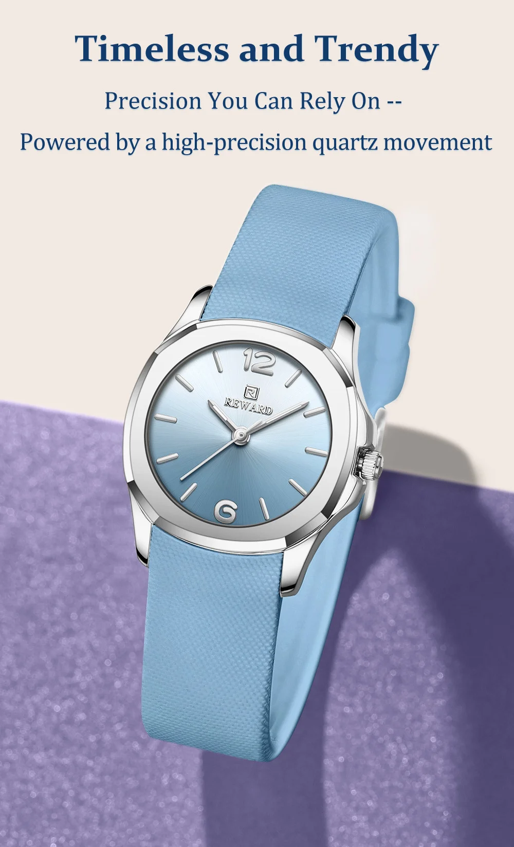 REWARD RD232267L Elegant Women's Silicone Strap Quartz Watch 30M Water Resistant