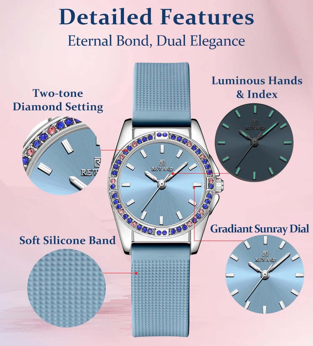 Close-up of the Alloy Case and Diamond Details on the Reward Watch