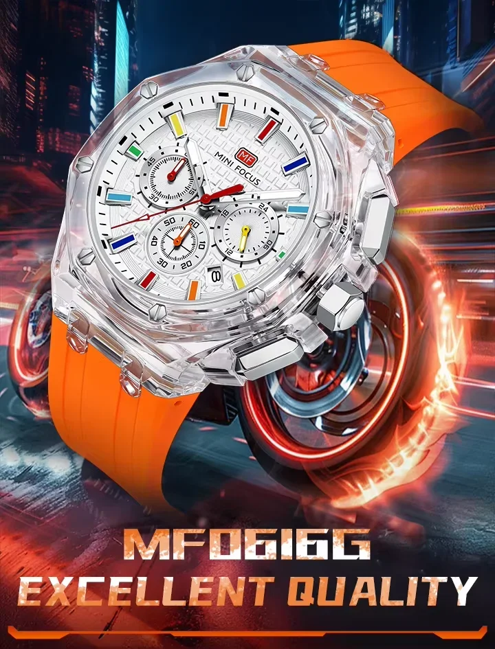 MINI FOCUS MF0616G Alloy Case and Silicone Strap