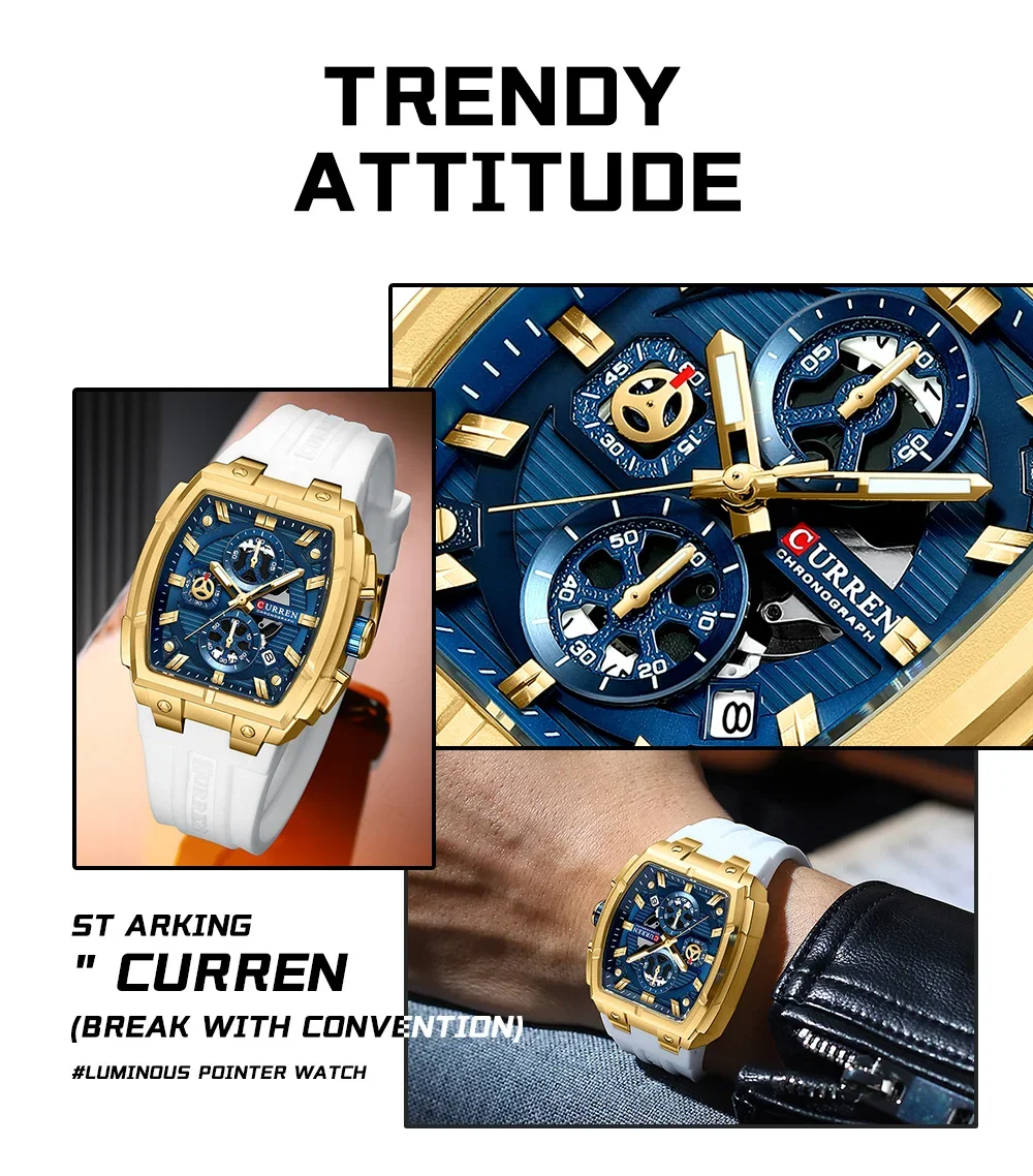 CURREN 8488 Men's Waterproof 3-Subdial Chronograph Watch
