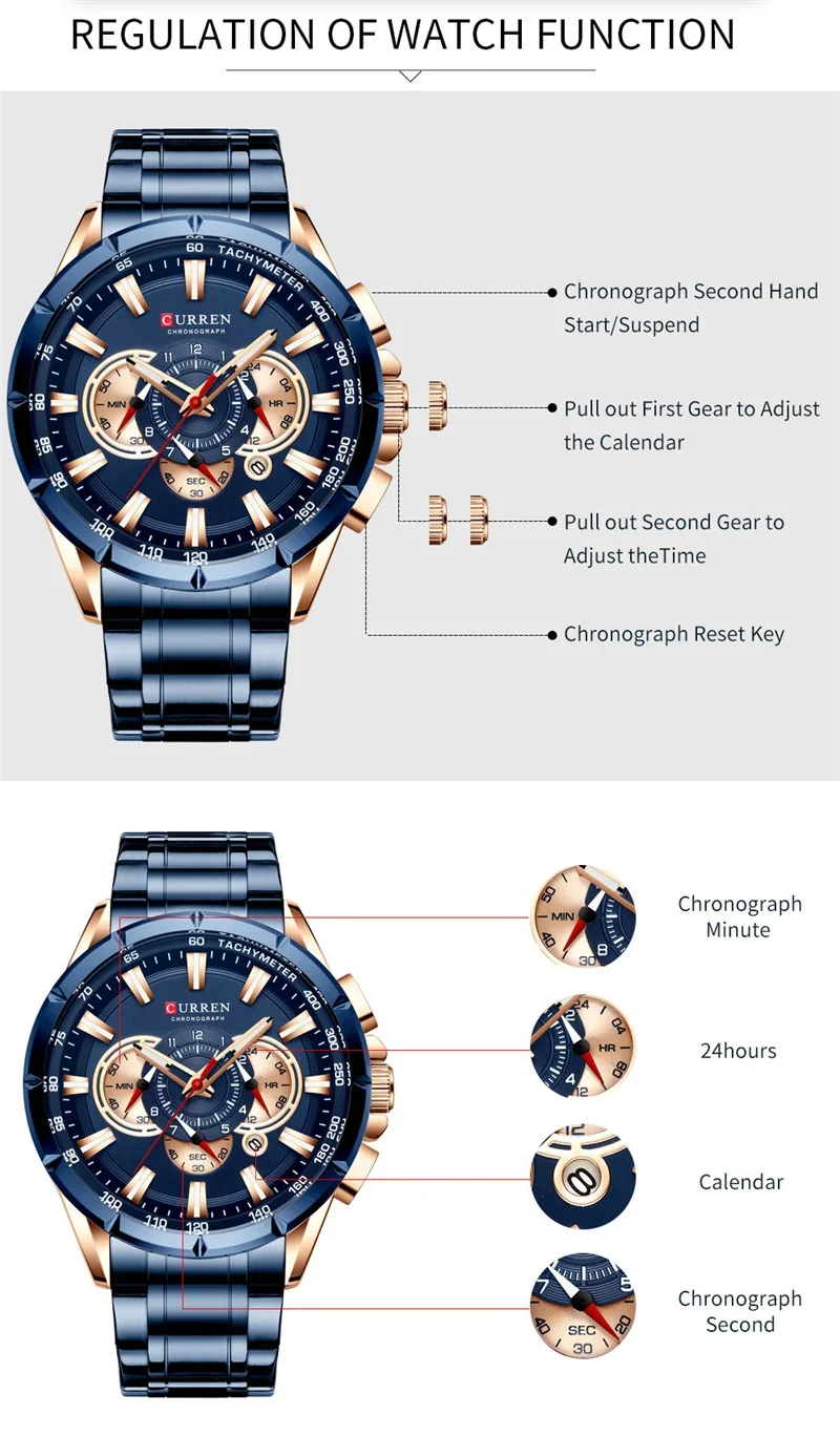 Three Dials on CURREN 8363 Chronograph Watch