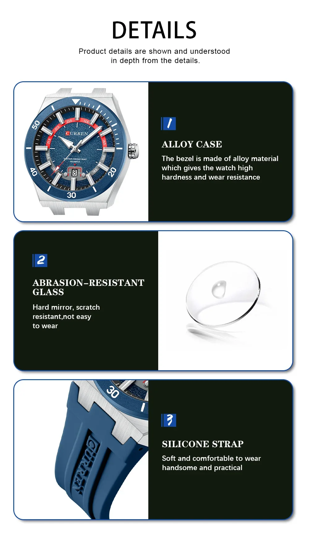CURREN 8491 Minimalist Silicone Strap Men's Watch|30M Water Resistant