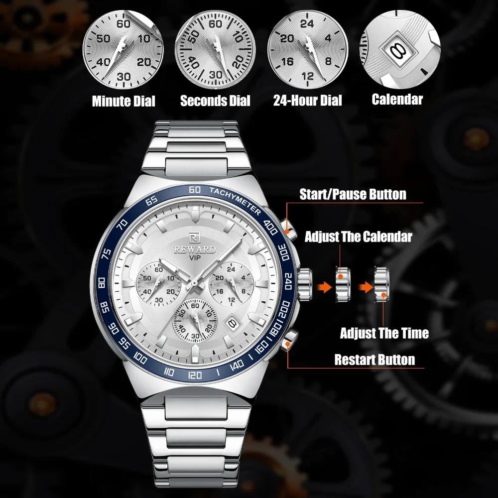 Reward RD81967M watch displaying chronograph functions