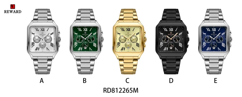 REWARD RD812265M Quartz Square Chronograph Watch