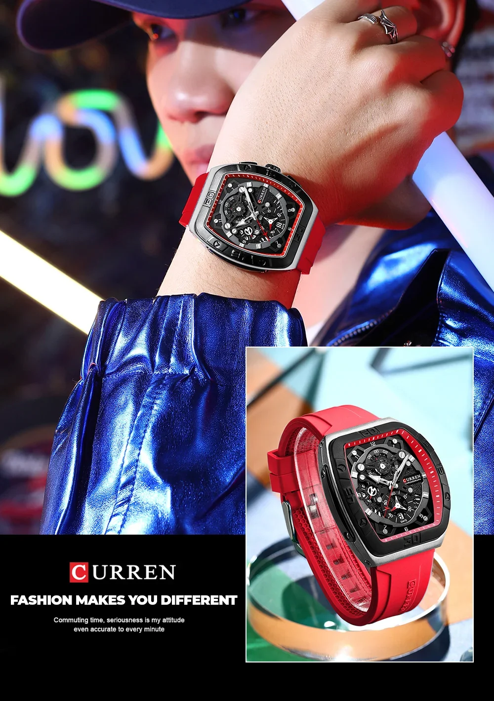 CURREN 8443 Wholesale Men's Chronograph Silicone Watch 3ATM In Stock