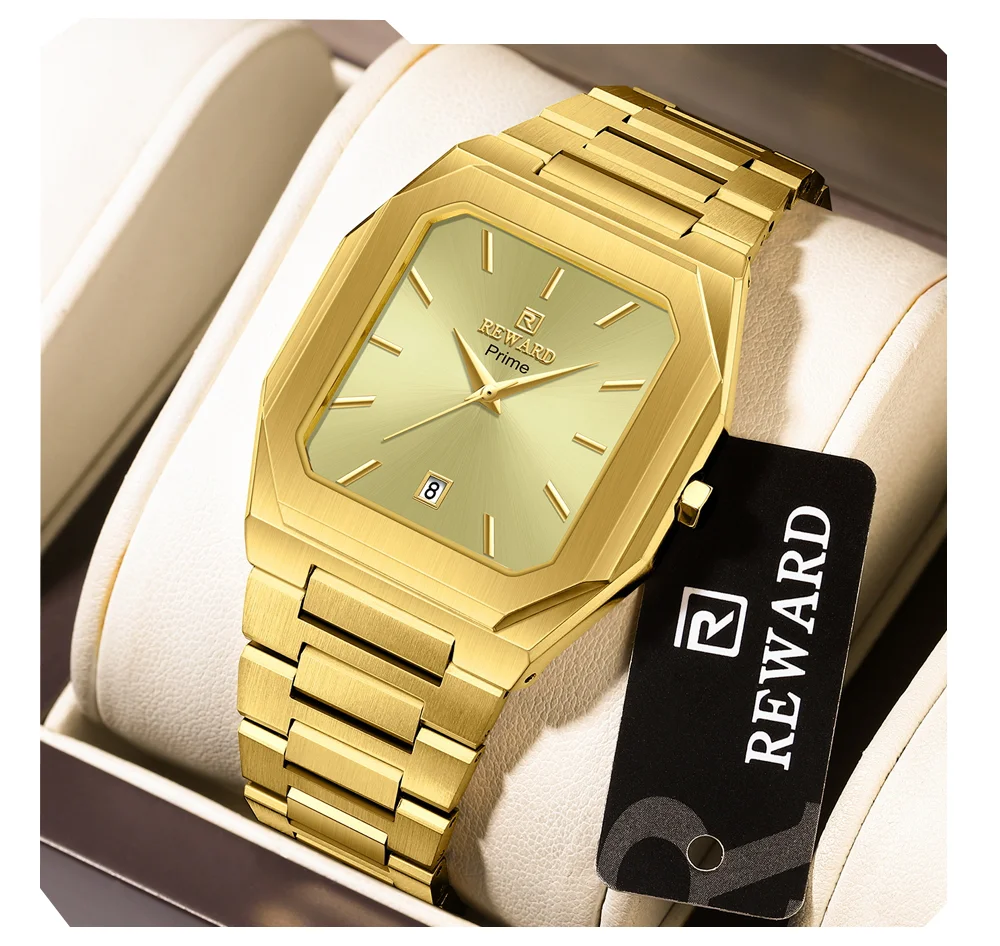 REWARD Men's RD613151M Ultra-Thin Square Quartz Watch 30M Water Resistant