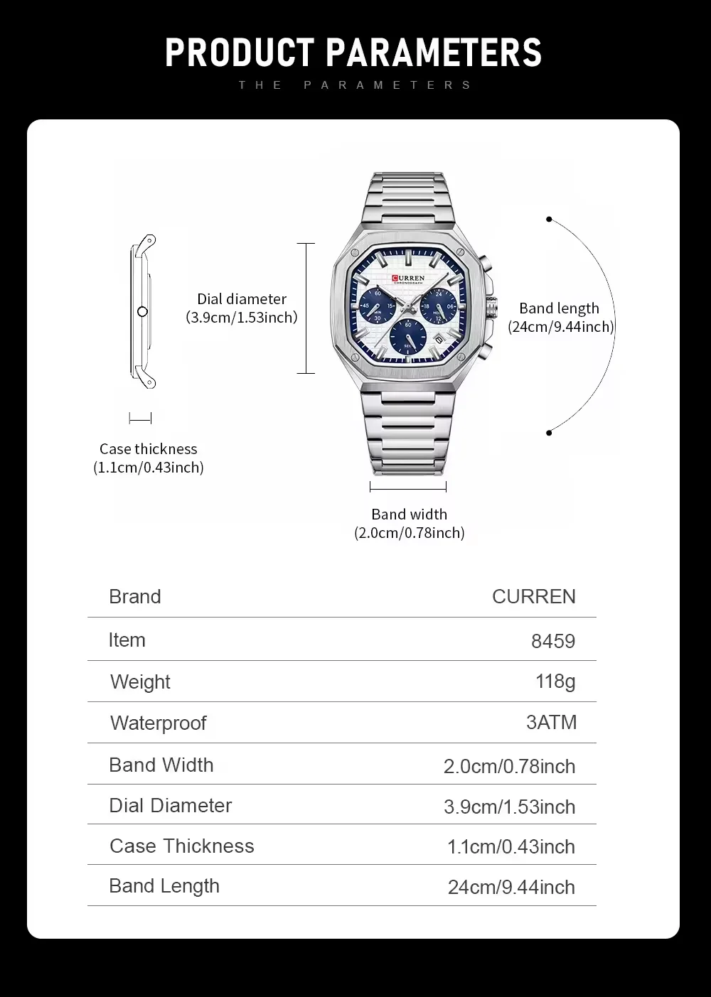 Curren 8459 watch worn on wrist