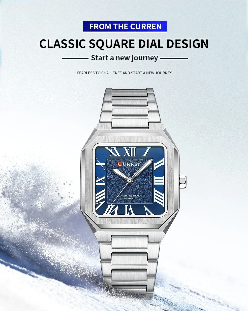 Wholesale CURREN 8482 Men's Luxury Square Watch – Roman Numeral Dial & 30M Waterproof