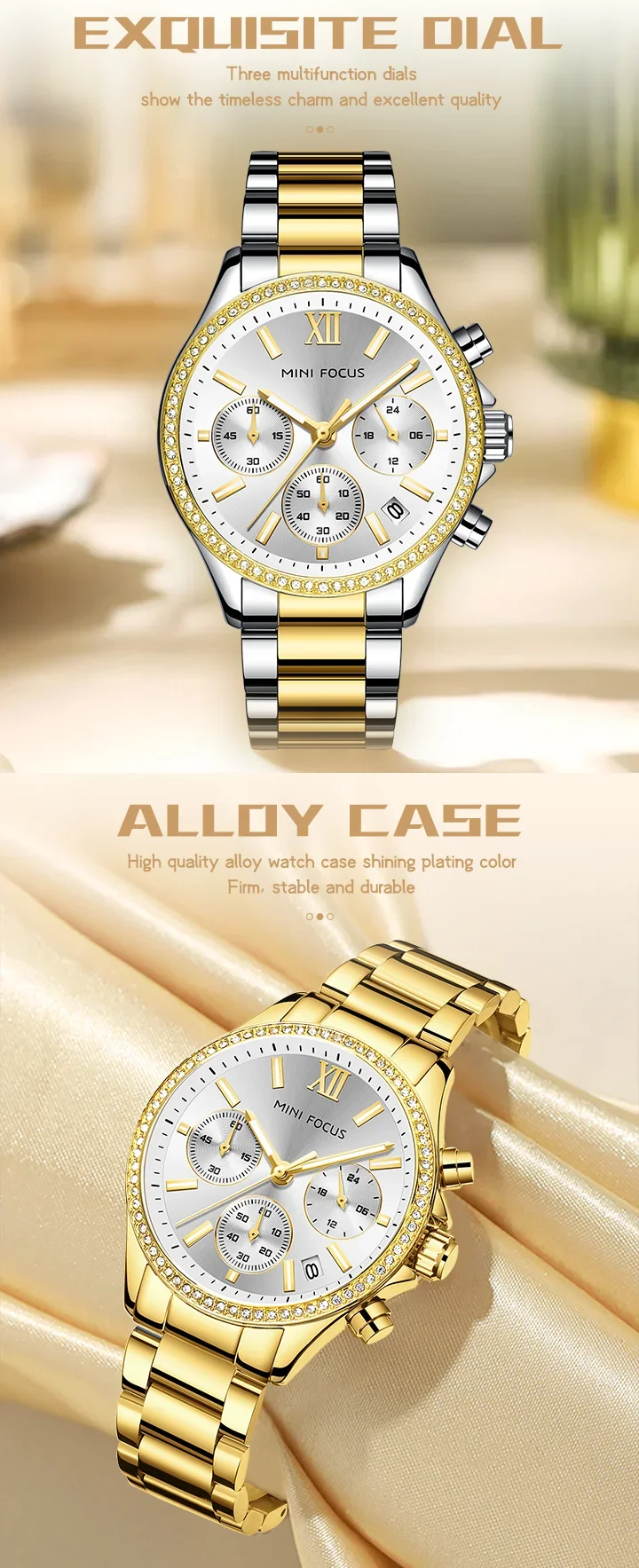 MINI FOCUS MF0617L Elegant Women's Stylish Multifunction Quartz Watch