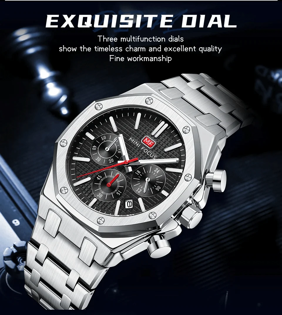 MINI FOCUS MF0609G Wholesale Business Quartz Men's Watch – Ready to Ship Luminous Chronograph Watches