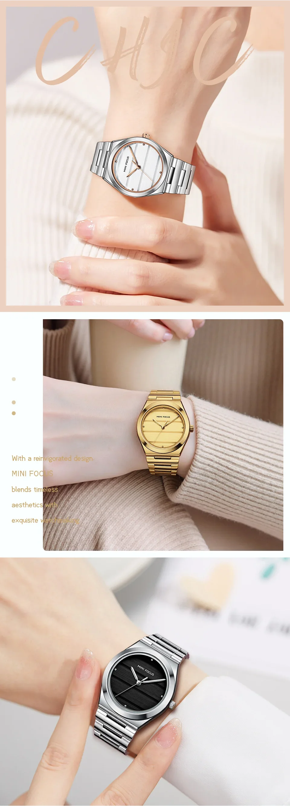 In-Stock MINI FOCUS MF0611L Women's Casual Business Watch Supplier - Steel Band Japanese Movement Bulk