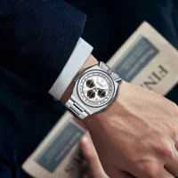 MINI FOCUS MF0601G Wholesale Men's Retro Quartz Watch-Luminous Pulsometer Chronograph Steel Band - 2 Image