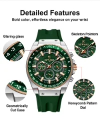 REWARD Men's 3-Subdial Chronograph Silicone Strap Watch RD833049M - 4 Image