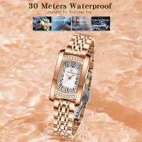 REWARD RD21551L Women's Diamond Rectangle Steel Strap Quartz Watch - 6 Image