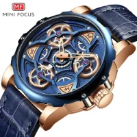 Bulk Mini Focus MF0249G Skeleton Men Quartz Watch Leather Ready to Ship Best Price - 3 Image