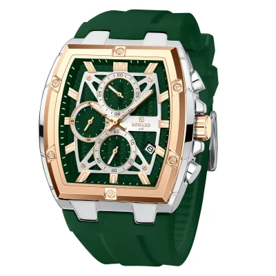 Reward RD832261M Fashion Tonneau Dial Men Watch Silicone Strap Luminous Hands
