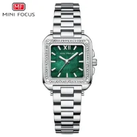 MINI FOCUS MF0619L Square Women's Mother of Pearl Rhinestone Watch - 0 Image