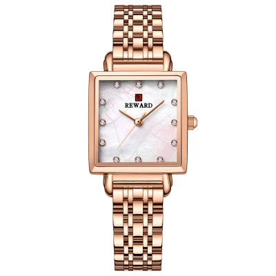 REWARD RD21041L Luxury Square Case Women Watch Mother of Pearl Dial Diamond Hour Markers Quartz Dress Watch Wholesale
