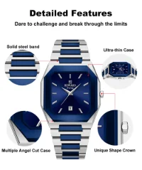REWARD Men's RD613151M Ultra-Thin Square Quartz Watch 30M Water Resistant - 4 Image