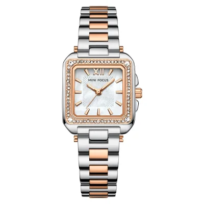 MINI FOCUS MF0619L Square Women's Mother of Pearl Rhinestone Watch