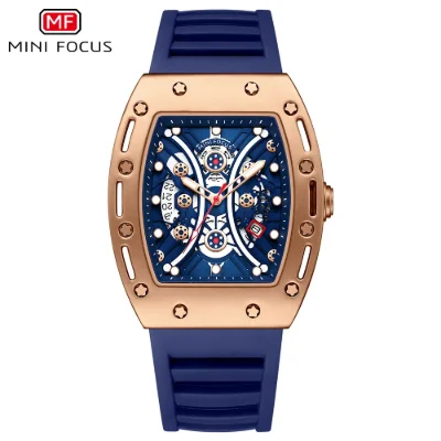Wholesale MINI FOCUS MF0420G Men's Tonneau Quartz Watch – Curved Crystal Skeleton Dial Sport Watch Supplier