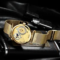 REWARD RD62002M Men's Luminous Auto Date Double Time Zone Watches - 5 Image