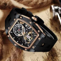 MINI FOCUS MF0603G Steel Skeleton Automatic Mechanical Mens Watch - 3 Image