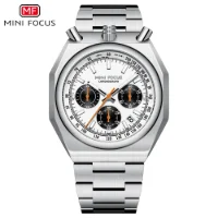 MINI FOCUS MF0601G Wholesale Men's Retro Quartz Watch-Luminous Pulsometer Chronograph Steel Band - 1 Image