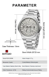 REWARD Men's Honeycomb Chronograph Stainless Steel Watch RD813050M - 2 Image