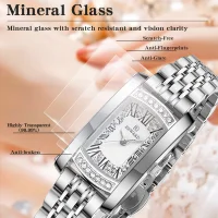 REWARD RD21551L Women's Diamond Rectangle Steel Strap Quartz Watch - 3 Image
