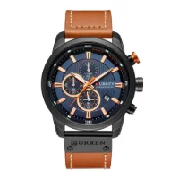 Curren 8291 Original Quartz Waterproof Mens Watch Leather Strap - 6 Image