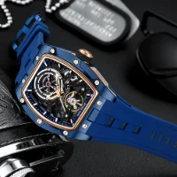 MINI FOCUS MF0603G Steel Skeleton Automatic Mechanical Mens Watch - 7 Image