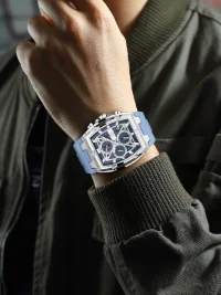 Reward RD832261M Fashion Tonneau Dial Men Watch Silicone Strap Luminous Hands - 6 Image